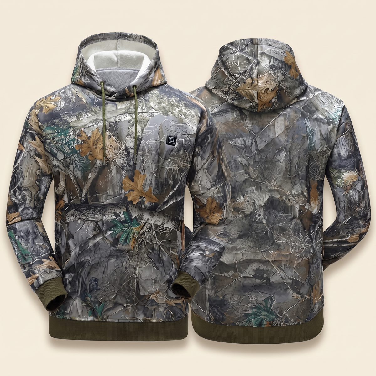 StandHeat heated camo hoodie front and back